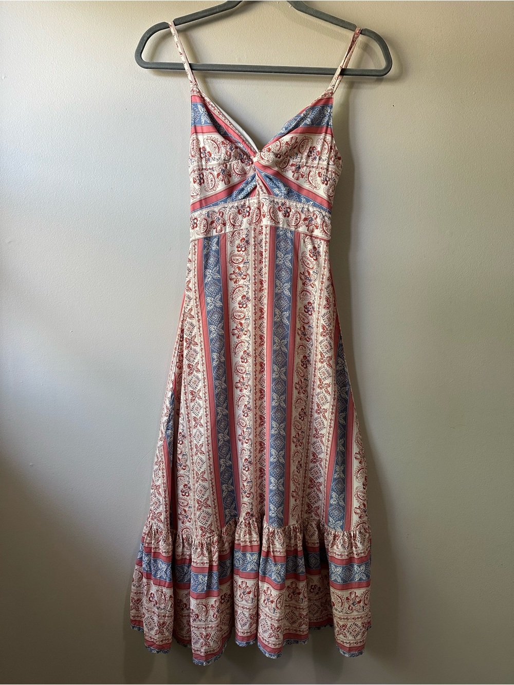 Japna Twisted Top Paisley Print Sundress  Summer Size XS Coastal Boho Vacation